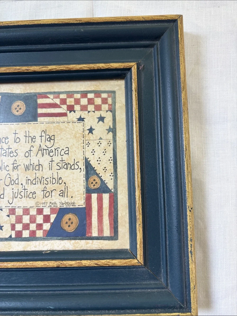 Vintage 1997 Beth Yarbrough “I Pledge of Allegiance” Print Primitive Americana